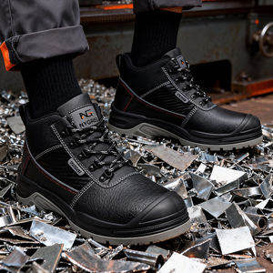 أحذية سلامة متوسطة الارتفاع CE SBP بجلد طبيعي مقاوم للماء ونعل خارجي من البولي يوريثين مضاد للانزلاق مع مقدمة فولاذية للجنسين للاستخدام في المصانع في الشتاء - Product Image 4