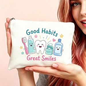 Dental Themed Cosmetic Bag for Mom Daughters Friends Ideal <b>Gifts</b> for <b>Travel</b> Birthdays Great Smiles Pouch <b>Gift</b> Bag for Women - Product Image 2