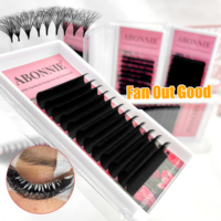 Extensions de cils Abonnie Lashes Easy Fan, plateaux d'extensions de cils Easy Fan LC LD J B CC C, plateaux de cils en cachemire noir mat