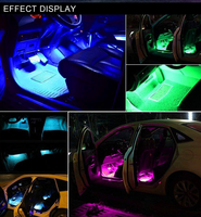 Bande lumineuse LED RGB multicolore sans fil, accessoires pour voiture, Laser, au sol, lumineux, son actif, application, luminaire d'intérieur, 12 v