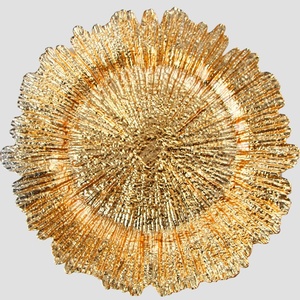 Round 13" Gold Charger Plates Plastic Reef for Dinner Plates Wedding Elegant