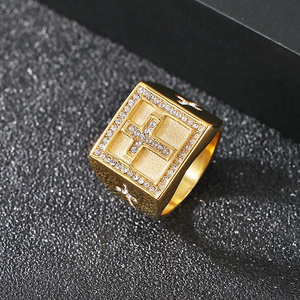 KALEN cincin Stainless Steel Mode Pria, cincin perhiasan Unisex, cincin Tai Chi, silang singa, baja anti karat, cincin mode pria Vintage - Product Image 5