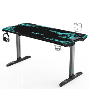 Galaxy I Gaming Desk 60 INCH, T- Shaped Carbon Fiber Surface Computer Desk with Full Desk Mouse Pad, Ergonomic E-Sport Style