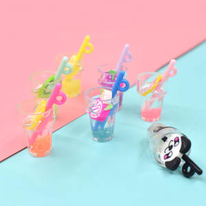 Breloques en résine en forme de coupes de boisson en argile fruitée lumineuse multicolore, matériau pour coques de téléphone portable, bouteille de jus simulée DIY - Product Image 5