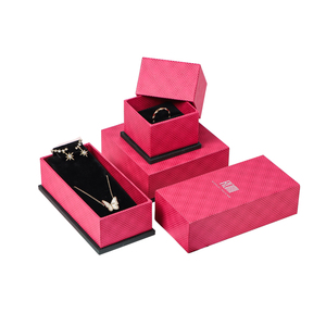 Romi <span class=keywords><strong>Rose</strong></span> rouge papier boîte à bijoux ensemble avec sac cadeau ensemble complet emballage pour bague boucle d'oreille collier - Product Image 6