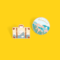Lencana Kerah Tema Petualangan, Pin Enamel Perjalanan, Cetak UV, Tema Buah, Pegunungan, Ombak, Motif Berkemah, Tahun Baru Imlek