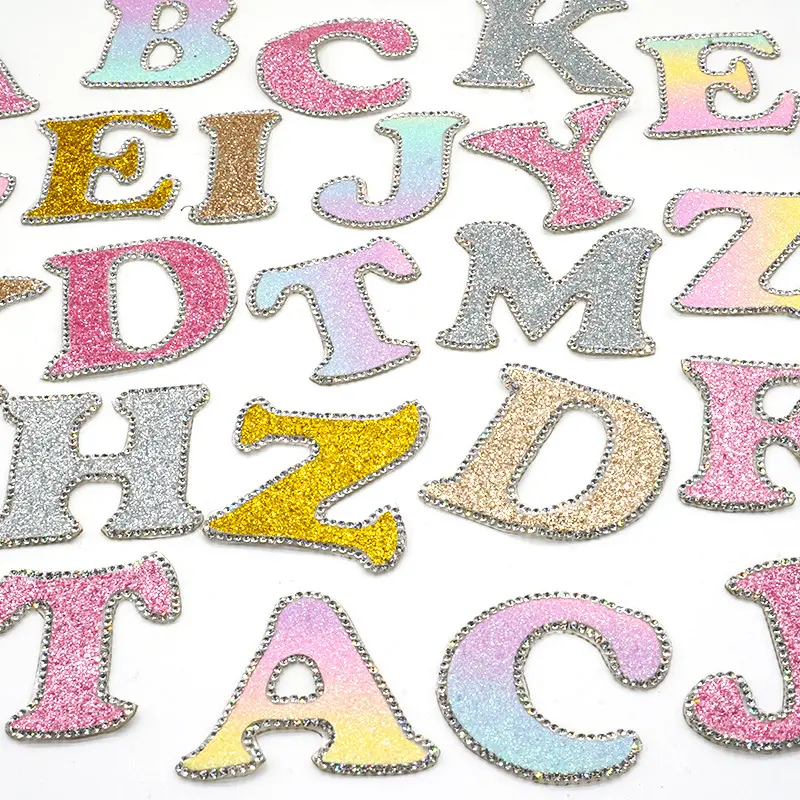 Palavras personalizadas do alfabeto a ~ z, patches de strass de pérola com capuz personalizado sua própria cor, adesivo de letras