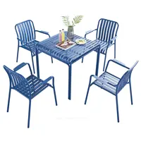 Stapelbare Indoor Outdoor Möbel Garten Aluminium Stuhl mit Aluminium Lamellen Garten Esszimmers tühle und Tische