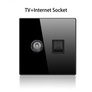<span class=keywords><strong>Prise</strong></span> de courant murale standard de l'UE <span class=keywords><strong>TV</strong></span> Port satellite <span class=keywords><strong>antenne</strong></span> télévision panneau de verre cristal 250V - Product Image 2