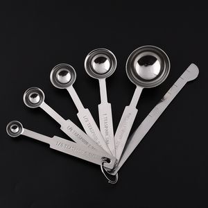 Juego de <span class=keywords><strong>6</strong></span> cucharas medidoras de acero inoxidable con nivelador, cucharadita redonda de metal y cuchara medidora, utensilios de cocina - Product Image 2
