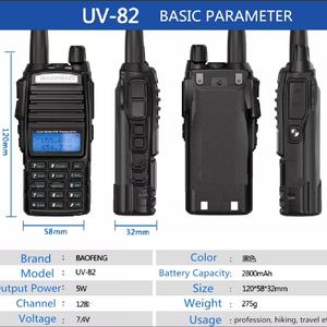 Radios Baofeng UV-82, Radio Bidireccional de Largo Alcance, Walkie-Talkie de Doble Banda, Radioaficionado Portátil, 128 Canales, Negro, 5-10 km - Product Image 6