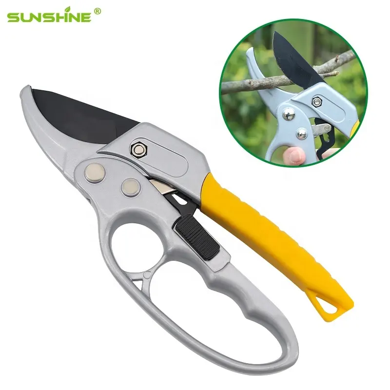 SUNSHINE Pruning Shear Garden Tools High Carbon Steel Scissors Labor Saving 8'' Plant Branch Pruners Protection Hand Durable