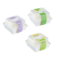 Conteneur trapézoïdal en papier kraft de qualité alimentaire à impression personnalisée pour l'emballage de gâteaux, de sushis, de hamburgers, de sandwichs, plastique transparent