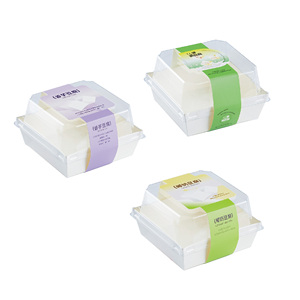 Conteneur trapézoïdal en papier kraft de qualité alimentaire à impression personnalisée pour l'emballage de gâteaux, de sushis, de hamburgers, de sandwichs, plastique transparent - Product Image 3