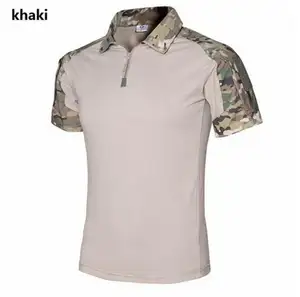 Groothandel Heren Korte Mouwen Poloshirt Camouflage Splicing Casual Zomer Revers Kraag T-Shirts