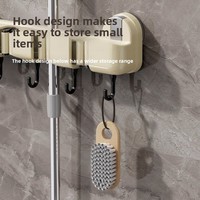 Support mural amovible sans perçage pour balai à ventouse réutilisable avec crochets multiples pour outils de nettoyage d'appartements locatifs