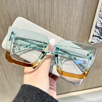Gafas populares con montura grande, gafas cuadradas de moda con montura simple y colorida, gafas de luz azul, montura de gafas