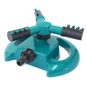 Aspersor giratorio de 360 grados con engranaje de transmisión, sistema de riego de plástico verde y azul para el mantenimiento del césped y el jardín. - Product Image 2