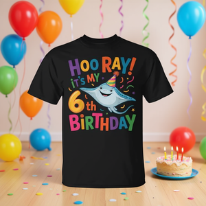 T-shirt It's My 6Th Birthday Stingray pour enfants de 6 ans, chemise de fête d'anniversaire - Product Image 3