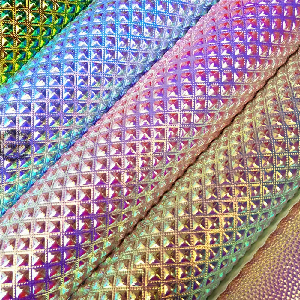 สำหรับกระเป๋าโบว์ผมคลิป Crafting Metallic Iridescent Faux หนังแผ่น Holographic ไวนิล Faux หนังผ้า