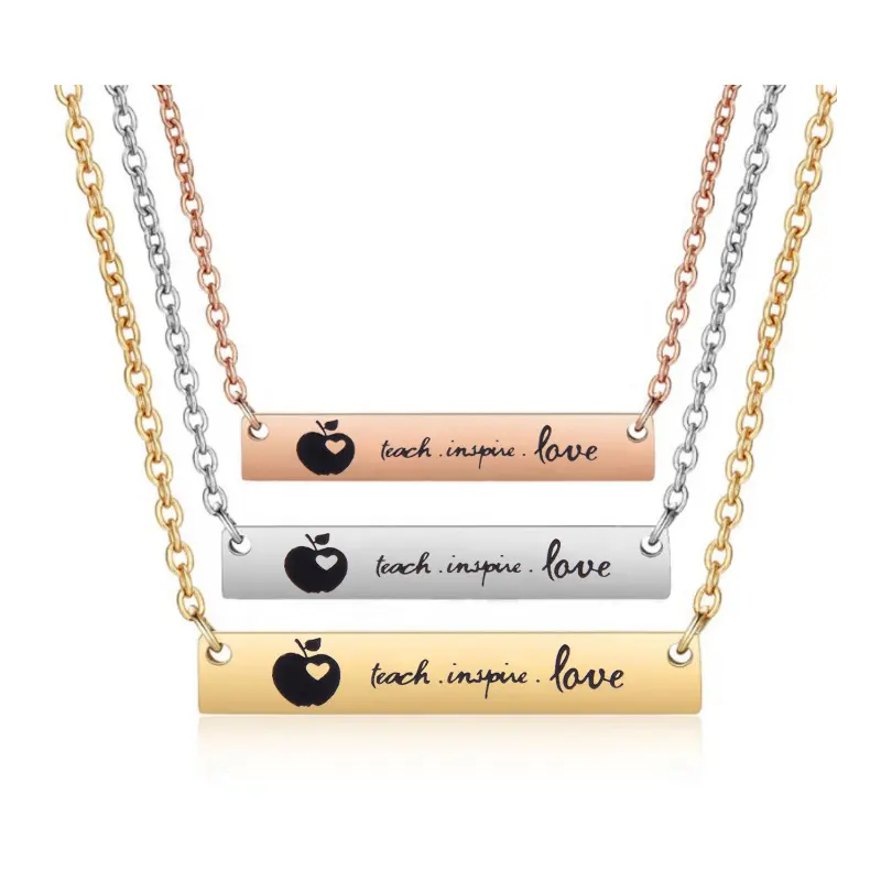 Stainless steel gift engraved content Teacher's Day necklace