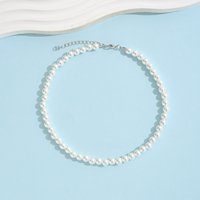 Collier de mariage en fausses perles, blanc crème, perles rondes brillantes, fermoir plaqué or, réglable, cadeau pour femme