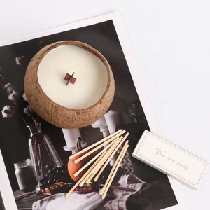 Lilin aromaterapi mangkuk kelapa beraroma Jasmine Dekorasi Rumah lilin aromaterapi cangkang kelapa alami jahat Kayu - Product Image 3