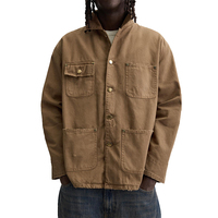 Vestes oem vintage à boutons Poches cargo Col en velours côtelé Veste lourde en toile de canard délavé pour hommes