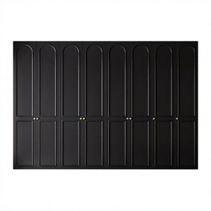 Armoire minimaliste italienne noire surdimensionnée, <span class=keywords><strong>placard</strong></span> de luxe autoportant pour chambre à coucher avec étagères ouvertes pour grandes villas - Product Image 4