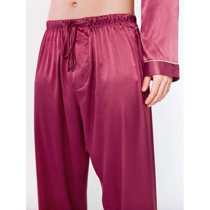 Ensemble de pyjama en satin de soie pour homme, manches longues, boutonné, avec poche, vêtements de détente, taille M à XXL - Product Image 5