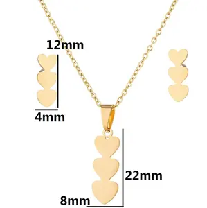 Yeni ucuz Dubai 18k altın su geçirmez kaplama paslanmaz çelik kolye Bijoux Sandy hediye kolye küpe takı seti kadınlar için