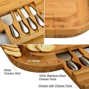 Planche à découper en bambou pour fromage, charcuterie avec couteau Sete Assiette <span class=keywords><strong>de</strong></span> service, beau cadeau pour maman, plateau en bois Plateau à fromage - Product Image 6