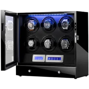 GC03-L20BB-L-AR 6 Slots Premium Uhr Mator Box Schwarz Custom Wickler Uhren box mit Schublade für Automatik uhren