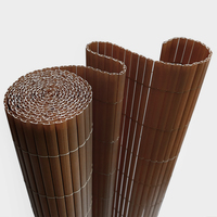 Clôture de Confidentialité en PVC Double Face Kenda Marron 14mm à Côtes Simples Renforcées pour Balcon, Résistante aux UV et à l'Eau, pour Maisons et Villas