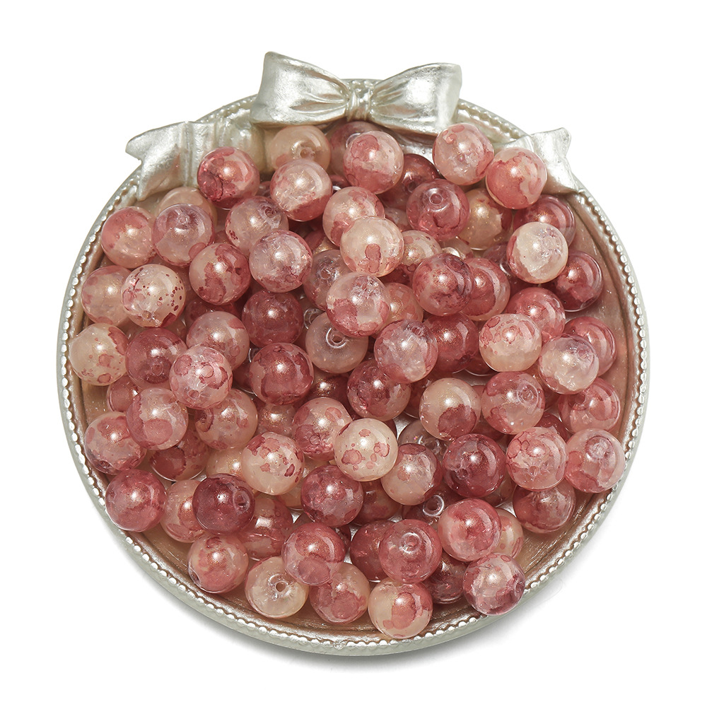 Perles florales dorées - rouge clair