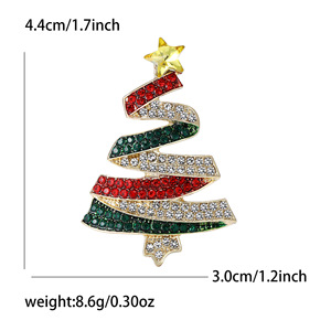 Strass kerstboom broche met lintwervelingen en stertop voor dames feestdagen revers, 44x30mm, 5 kleuren - Product Image 4