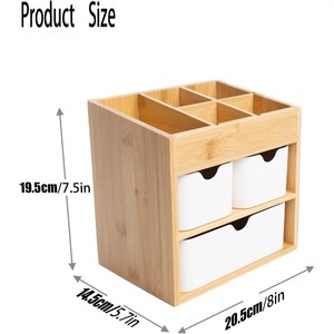 Bamboo Fiber Desktop Storage Rack With Drawers Cosmetic Organizer Multi Layer <b>Makeup</b> <b>Box</b> Household Storage Solution - Product Image 4