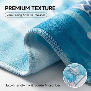 Serviette de plage en microfibre personnalisée avec nom Mr&Mrs, motif floral estival, logo, techniques de tricot, pour la piscine et <span class=keywords><strong>les</strong></span> voyages - Product Image 4