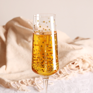 Copa de regalo creativa transparente para champán y vino, flauta elegante con calcomanías doradas, pequeño MOQ, cristalería brillante - Product Image 6