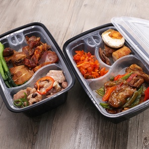 Bento box desechable de una sola vez, recipiente de plástico con tapa, rectangular, <span class=keywords><strong>pp</strong></span>, para microondas, estilo americano, 1000ml - Product Image 1