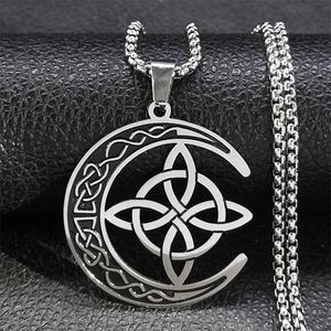 Collier de lune irlandaise avec pendentif nœud évidé en acier inoxydable thème Viking nordique pour hommes - Product Image 1