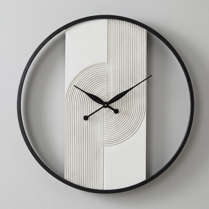 Horloge murale solaire en bois, design abstrait géométrique minimaliste, 50 cm |   Fabriqué à la main en Inde par Aqudus Saleem - Product Image 2