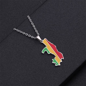 Collar con Mapa de la República del Congo, Collar Personalizado con Bandera Esmaltada, Collar con Mapa Africano, Collar con Colgante de Acero Inoxidable - Product Image 3