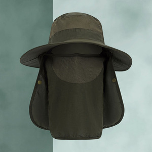 Outdoor Sun Protection Bucket Hat Wide Brim Breathable Detachable <b>Neck</b> Cover Adult Fishing Hat - Product Image 2