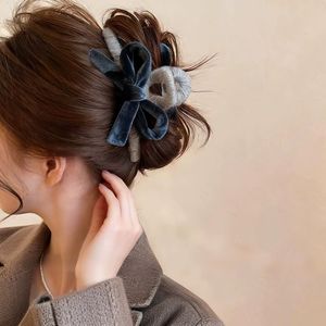 Pinza para el pelo con lazo de 13 cm, de plástico y tela, elegante, grande, de lana, tipo pinza de tiburón para mujer - Product Image 4