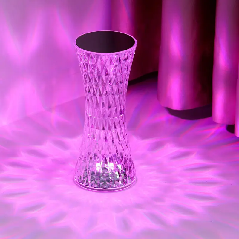 Portable chambre Transparent prisme bureau Led veilleuse acrylique chevet lumière Usb charge cristal diamant lampes de Table
