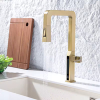 Robinet de cuisine numérique moderne avec douchette extractible, mitigeur monocommande en laiton, finition or brossé, flexible, de luxe, mural
