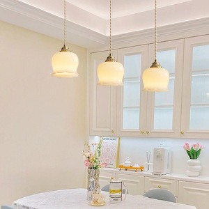 Lámpara Colgante Estilo Francés Color Crema Lila, Moderna, Retro Americana, 15 cm de Diámetro, para Comedor, Bar, Dormitorio, Mesita de Noche - Product Image 5