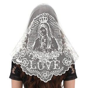 Copricapo da Donna, <span class=keywords><strong>Velo</strong></span> Cattolico Ricamato in Pizzo, <span class=keywords><strong>Mantilla</strong></span> per Chiesa - Product Image 1