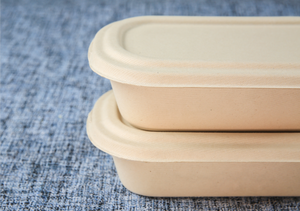 Bộ Đồ Ăn Phân Hủy Sinh Học Dùng Một Lần Có Thể Ủ Mía Bã Mía Bột Giấy Tre Bột Giấy Với Nắp Giấy Hai Ngăn - Product Image 3